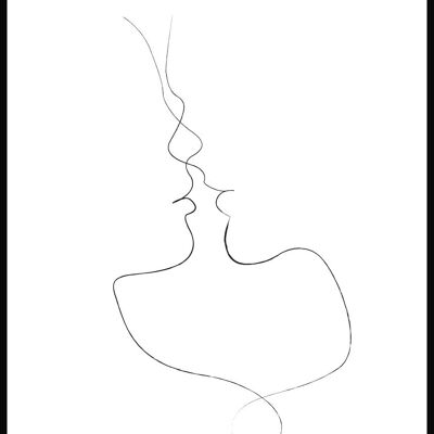 Poster Line Art 'Tender Kiss' - 30 x 40 cm - Bianco