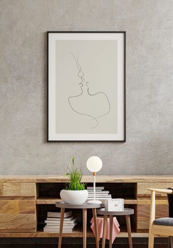 Affiche Line Art 'Tender Kiss' - 40 x 50 cm - Rose 6