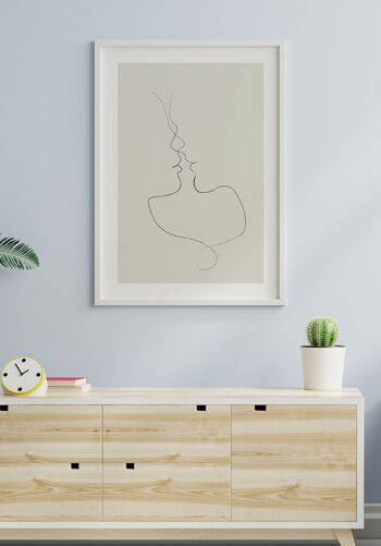 Affiche au trait 'Tender kiss' - 50 x 70 cm - anthracite 4