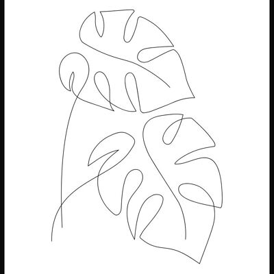 Poster Line Art Feuilles de Monstera - 40 x 50 cm - Blanc