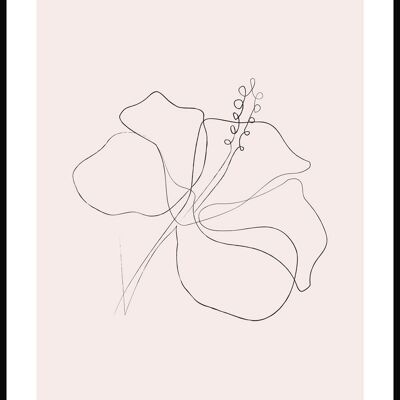 Line Art Poster Hibiscus Blossom - 21 x 30 cm - Pink