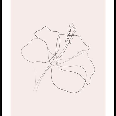 Line Art Poster Hibiskus Blüte - 21 x 30 cm - Rosa