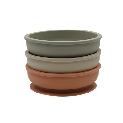 Earth Suction Bowl With Spoon Beige