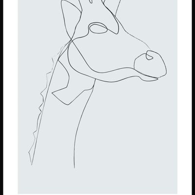 Line Art Poster Giraffe - 21 x 30 cm - Graublau