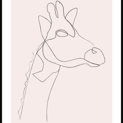 Line Art Poster Giraffe - 21 x 30 cm - Rosa