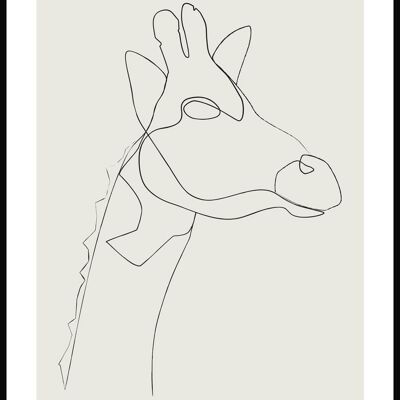 Line Art Poster Giraffe - 21 x 30 cm - Olive Green