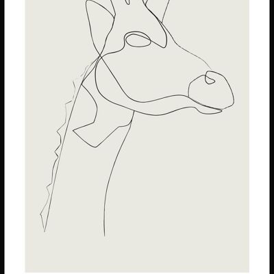 Line Art Poster Giraffe - 21 x 30 cm - Olivgrün