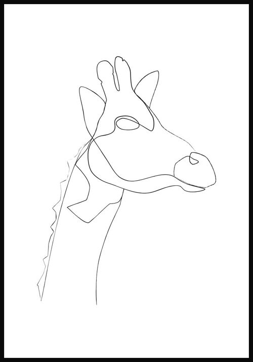 Line Art Poster Giraffe - 21 x 30 cm - Weiß