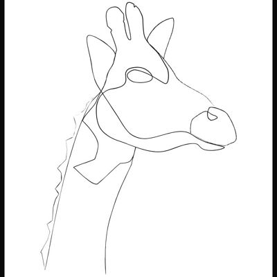 Line Art Poster Giraffa - 21 x 30 cm - Bianco