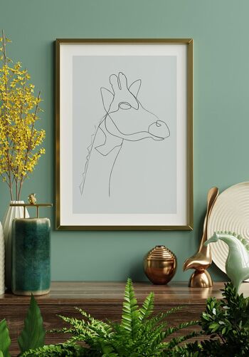 Affiche dessin au trait girafe - 21 x 30 cm - anthracite 4