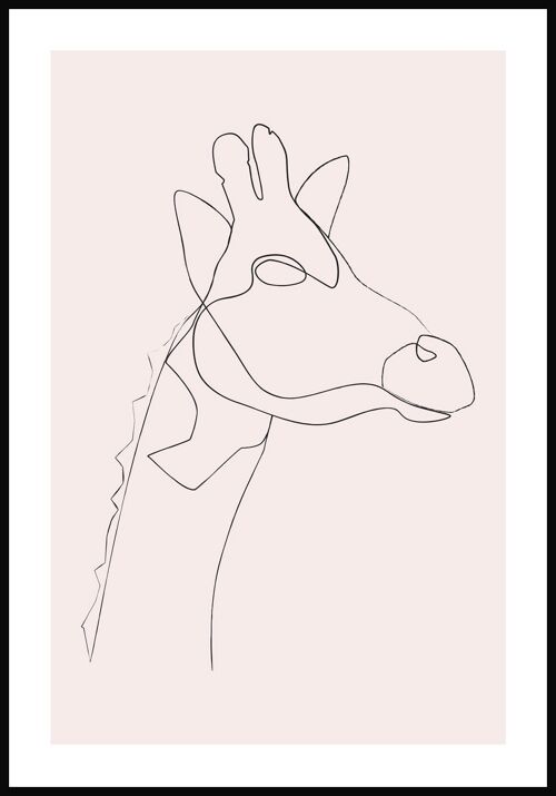 Line Art Poster Giraffe - 30 x 40 cm - Rosa