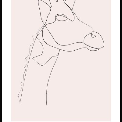 Line Art Poster Giraffe - 30 x 40 cm - Rosa