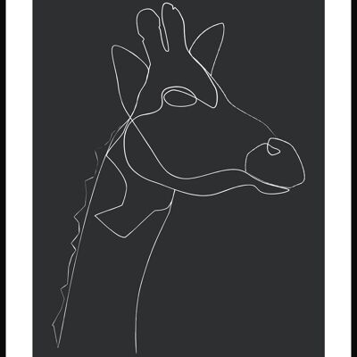 Line Art Poster Giraffe - 30 x 40 cm - Anthrazit