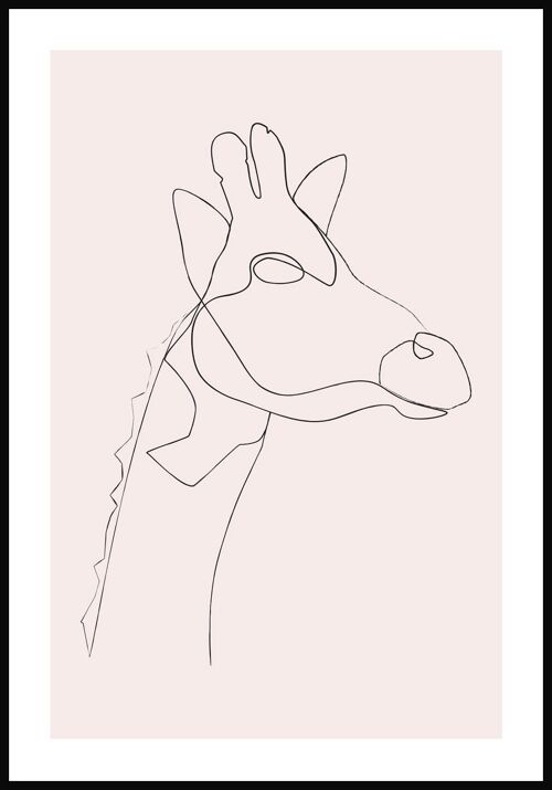 Line Art Poster Giraffe - 50 x 70 cm - Rosa