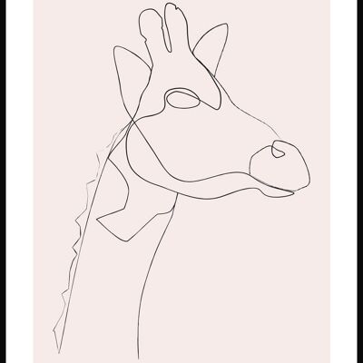 Line Art Poster Giraffe - 50 x 70 cm - Pink