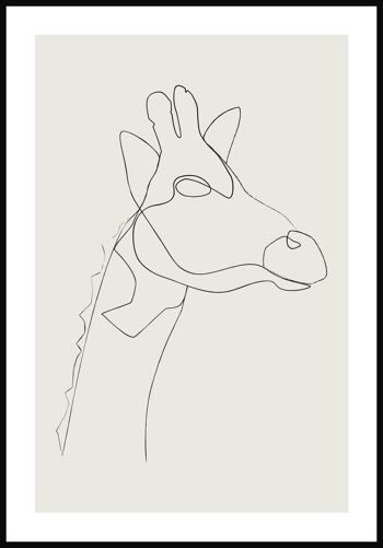 Poster Line Art Girafe - 50 x 70 cm - Vert Olive 1
