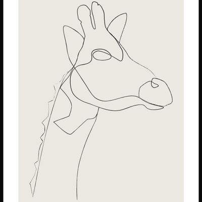 Line Art Poster Giraffe - 50 x 70 cm - Olivgrün