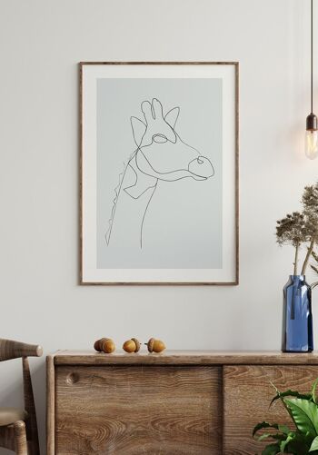 Poster Line Art Girafe - 50 x 70 cm - Vert Olive 5