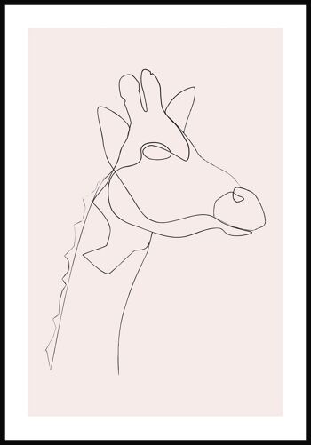 Poster Line Art Girafe - 70 x 100 cm - Rose 1