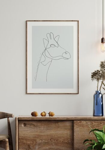 Poster Line Art Girafe - 70 x 100 cm - Rose 5