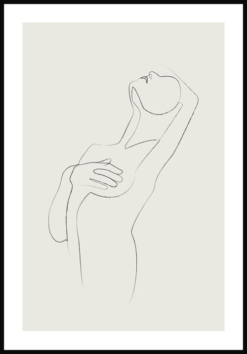 Line Art Poster 'Weibliche Reize' - 21 x 30 cm - Olivgrün