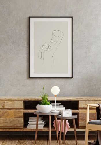 Affiche Line Art 'Female Charms' - 21 x 30 cm - Vert Olive 4