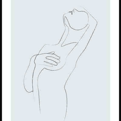 Poster Line Art 'Femminile Charms' - 21 x 30 cm - Grigio-Blu