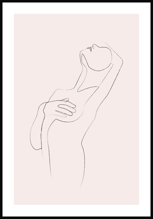 Line Art Poster 'Weibliche Reize' - 40 x 50 cm - Rosa