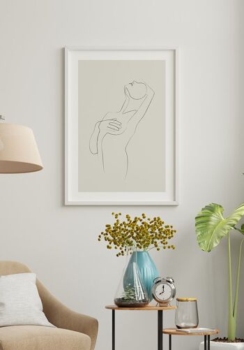 Affiche Line Art 'Feminine Charms' - 50 x 70 cm - Gris-Bleu 2