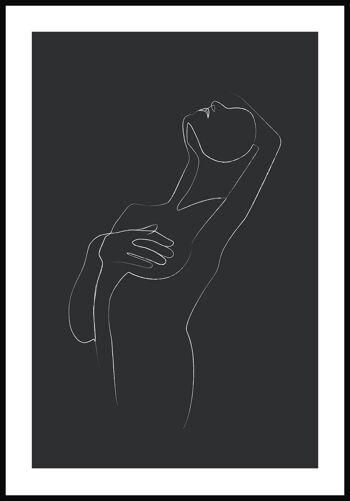 Affiche au trait 'Charmes féminins' - 50 x 70 cm - anthracite 1