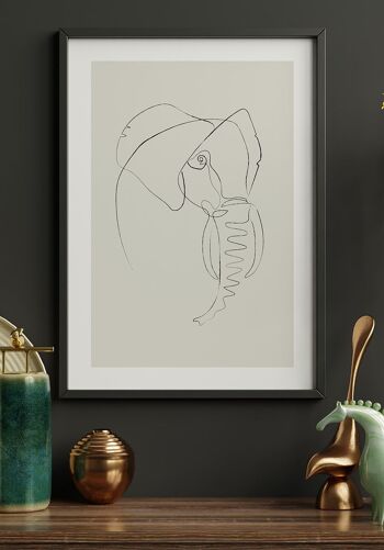 Affiche Dessin au Trait Éléphant - 21 x 30 cm - Blanc 4