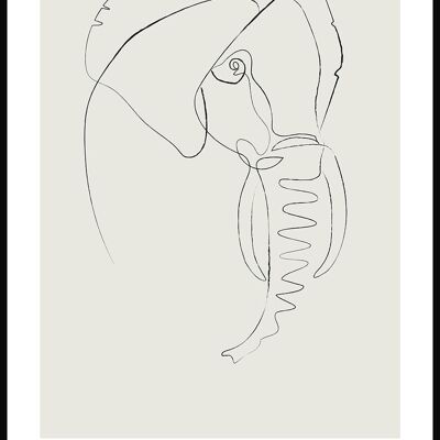 Line Art Poster Elefant - 40 x 50 cm - Olivgrün