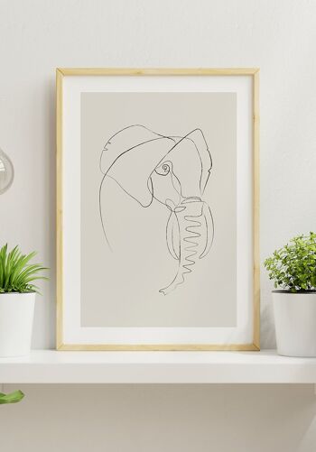 Affiche Dessin au Trait Éléphant - 40 x 50 cm - Rose 5