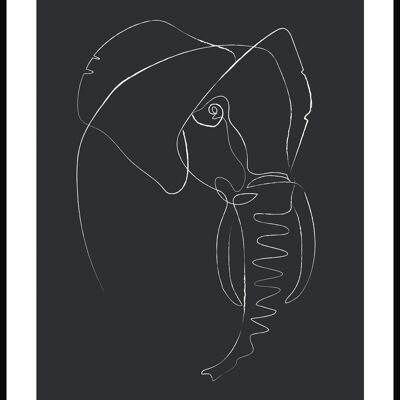 Line art poster elephant - 40 x 50 cm - anthracite