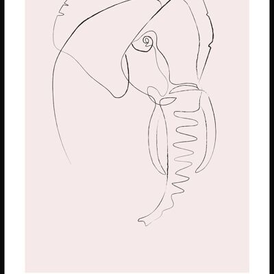 Line Art Poster Elefant - 50 x 70 cm - Rosa