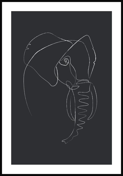 Line Art Poster Elefant - 50 x 70 cm - Anthrazit