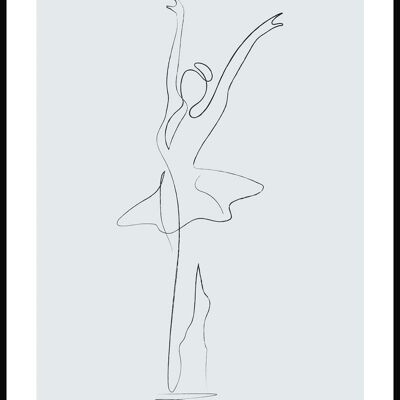 Line Art Poster Ballett-Tänzerin - 21 x 30 cm - Graublau
