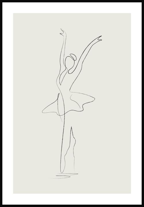 Line Art Poster Ballett-Tänzerin - 21 x 30 cm - Olivgrün