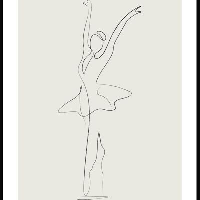 Póster Line Art Bailarina de ballet - 21 x 30 cm - Verde oliva