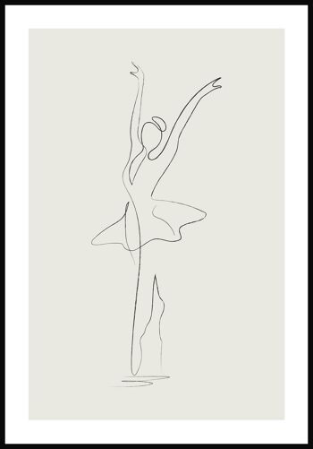 Affiche d'art au trait Danseuse de ballet - 21 x 30 cm - Vert olive 1