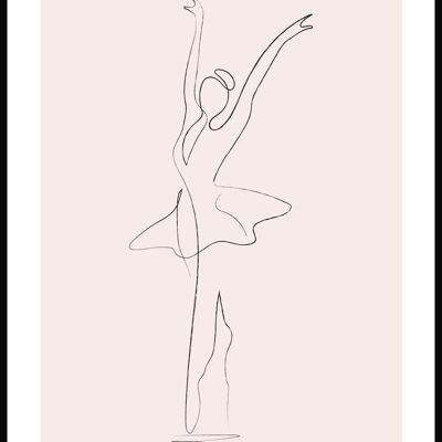 Póster Line Art Bailarina de ballet - 21 x 30 cm - Rosa