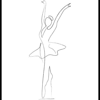 Póster Line Art Bailarina de ballet - 21 x 30 cm - Blanco