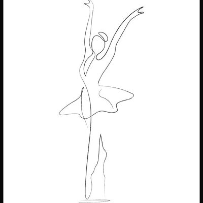 Line Art Poster Ballett-Tänzerin - 21 x 30 cm - Weiß