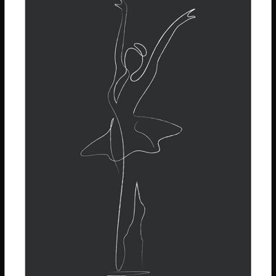 Affiche dessin au trait danseuse de ballet - 21 x 30 cm - anthracite
