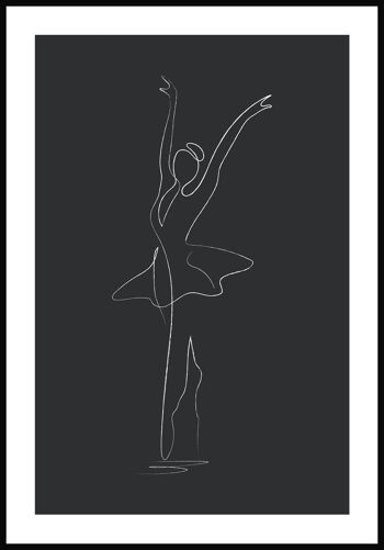Affiche dessin au trait danseuse de ballet - 21 x 30 cm - anthracite 1