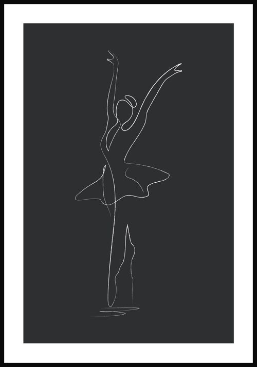 Line Art Poster Ballett-Tänzerin - 30 x 40 cm - Anthrazit