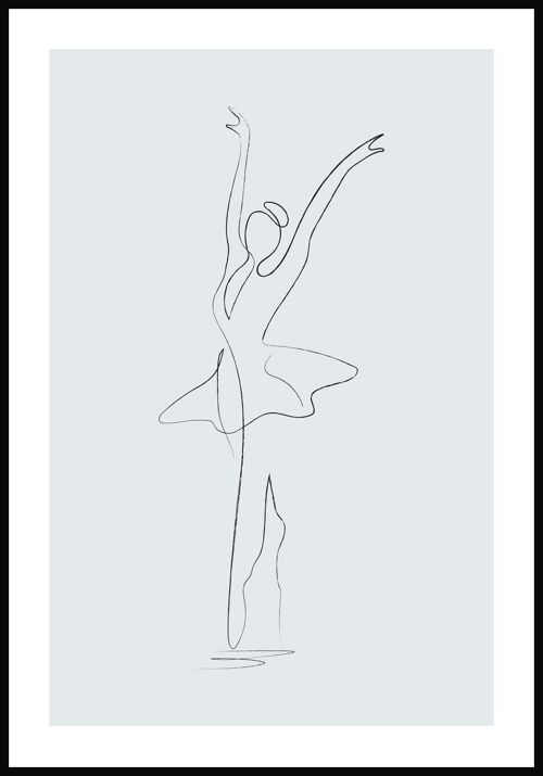 Line Art Poster Ballett-Tänzerin - 40 x 50 cm - Graublau