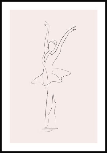 Affiche au dessin au trait Danseuse de ballet - 40 x 50 cm - Rose 1