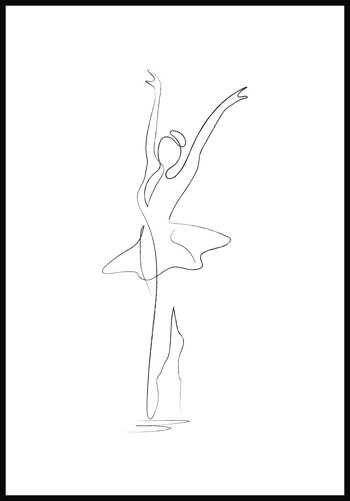 Affiche d'art au trait Danseuse de ballet - 40 x 50 cm - Blanc 1