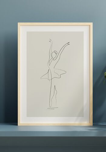 Affiche d'art au trait Danseuse de ballet - 50 x 70 cm - Blanc 3